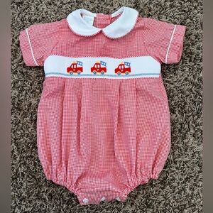 smocked fire truck bubble